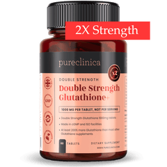 Double strength Glutathione - 1000mg x 60 tablets. 500mg Reduced Glutathione  with 300mg Alpha Lipoid Acid and 200mg Vitamin C per tablet