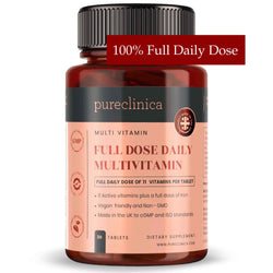 Multivitamines quotidiennes à dose complète - 11 vitamines essentielles + fer. 30 comprimés