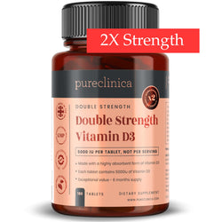 Comprimés de vitamine D3 double concentration 5 000 UI - 180 comprimés par flacon - 6 mois d'approvisionnement