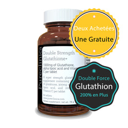 Glutathion Double Force - 60 comprimés x 1000mg (500mg de Glutathion Réduit, 300mg d'Acide Alpha-Lipoïque, 200mg de Vitamine C)
