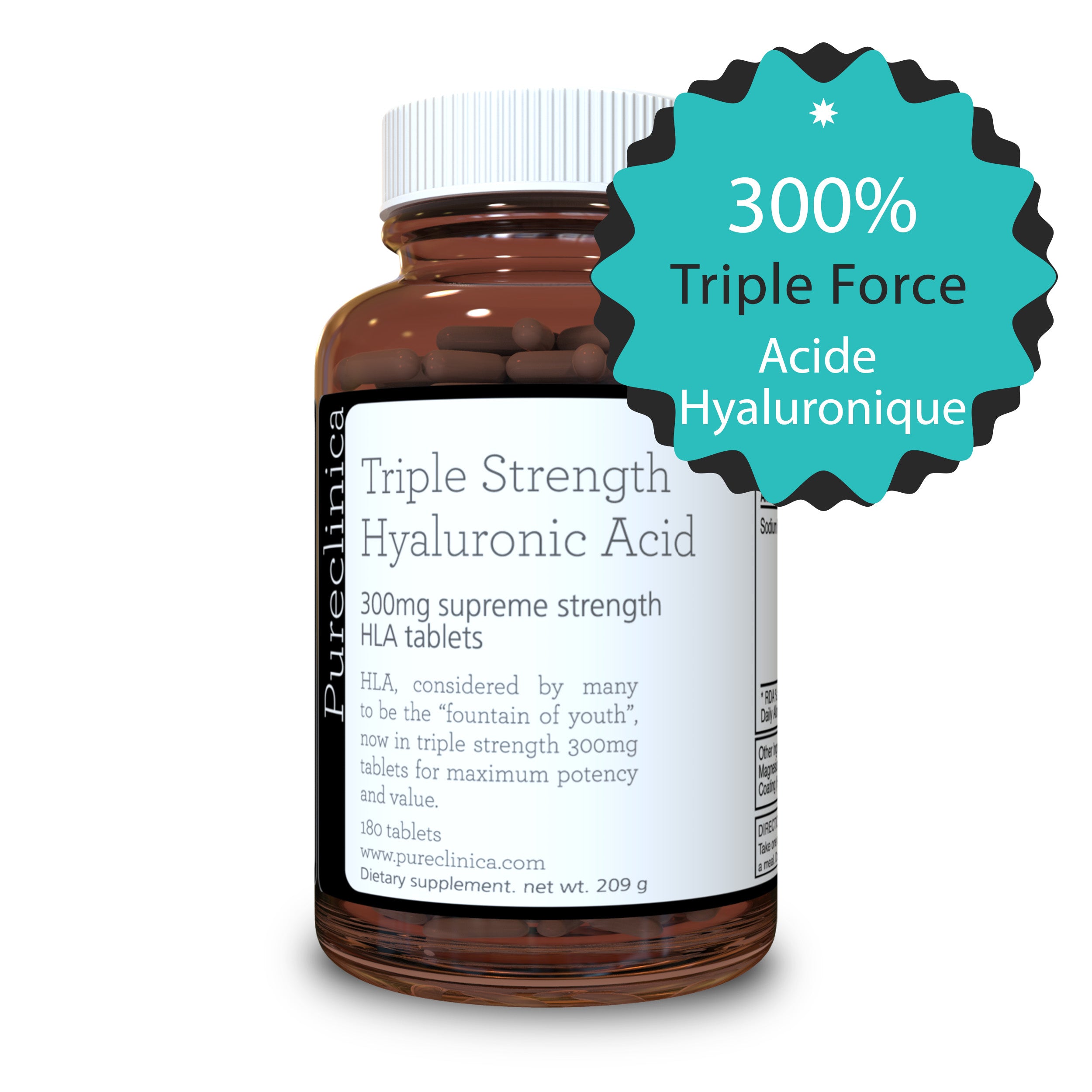 Supplément d'acide hyaluronique à triple concentration (HLA / HA) 300